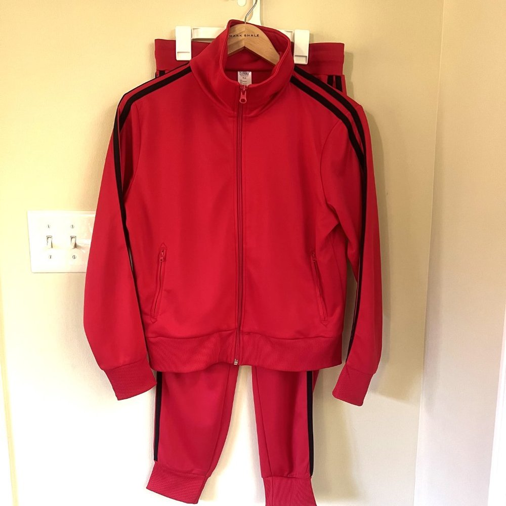 Balera Stripe Sleeve Track Jacket & Side Stripe Track Pants, Red, Size L/XL
